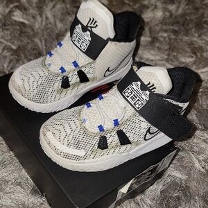 Nike KYRIE 7 Kids' Black, White, and Blue Sneakers